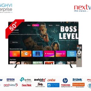 Nextview GT2NV50U4K11 Android SMART TV, 3840*2160, Wi-Fi & Hotspot in Build, Screen Mirroring, TV Mirroring, Stereo Sound, Google Assistant, Web Browser, Dual band, 2GB/16GB, 3 HDMI+2 USB, 50”(127cm) 4K UHD Android Smart TV
